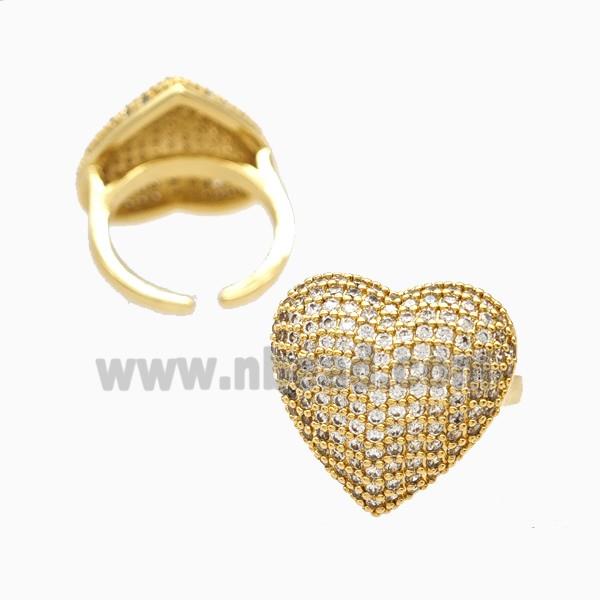 Copper Heart Rings MicroPave Zirconia 18K Gold Plated