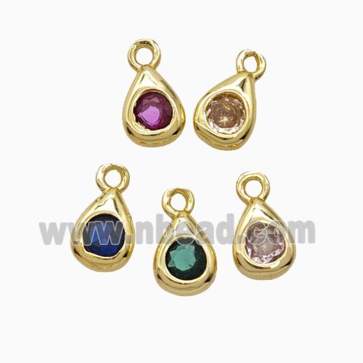 Copper Pendant Pave Zircon, Gold Plated