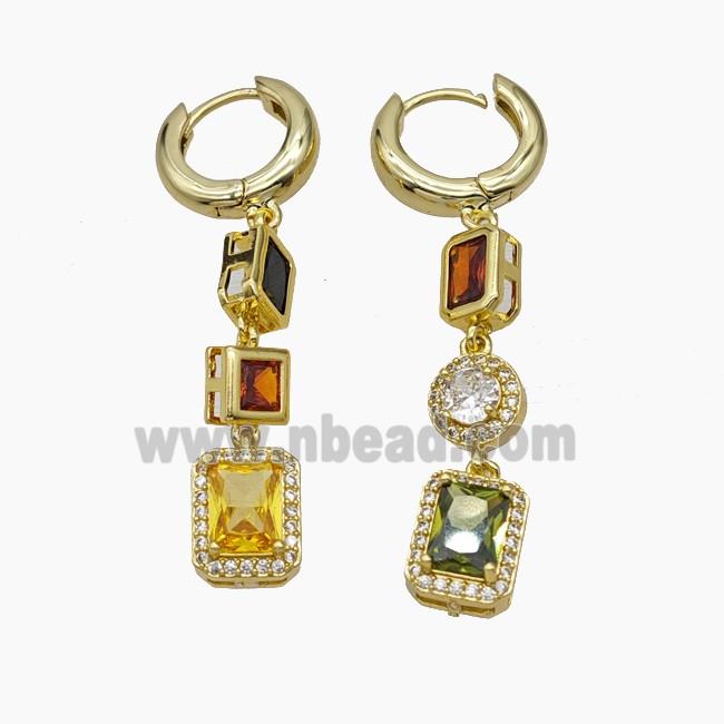 Copper Hoop Earrings Pave Zirconia Gold Plated