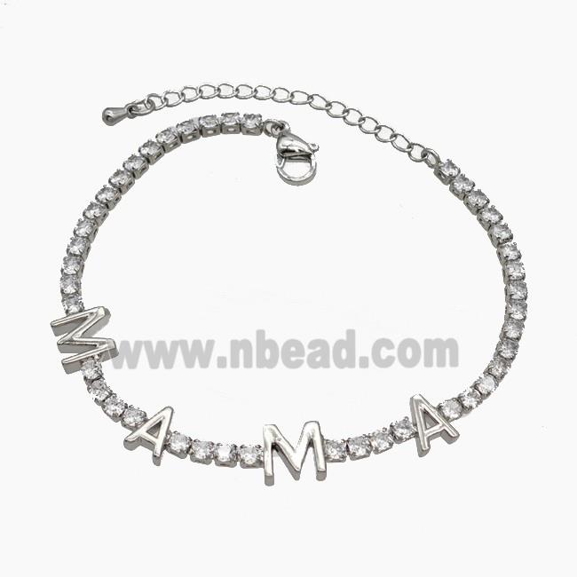 Copper MAMA Bracelets Pave Zirconia Platinum Plated
