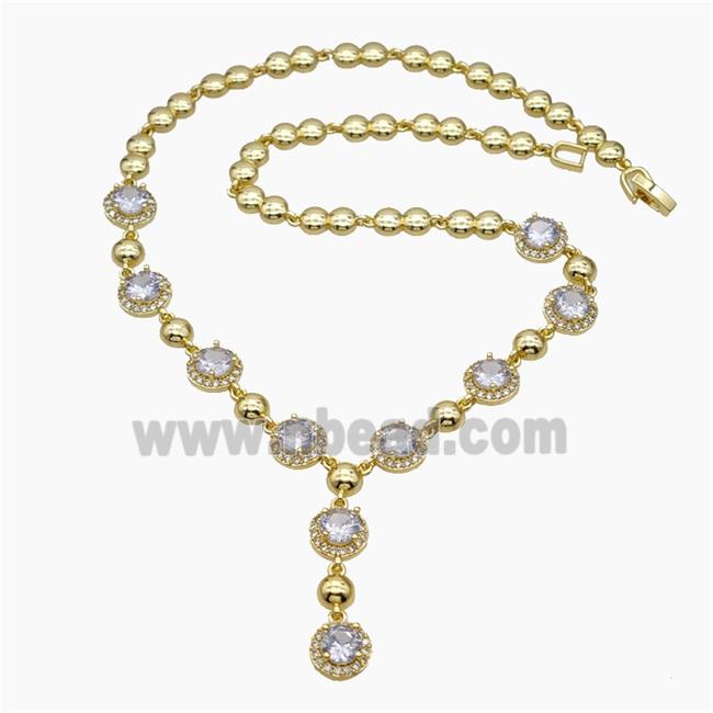 Copper Necklace Pave Zirconia Gold Plated