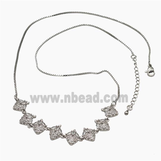 Copper Strawberry Necklace Pave Zirconia Platinum Plated