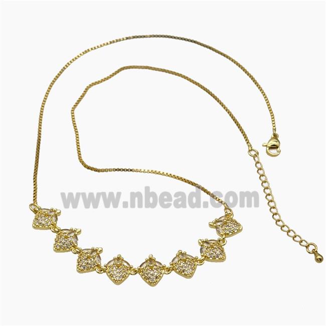 Copper Strawberry Necklace Pave Zirconia Gold Plated