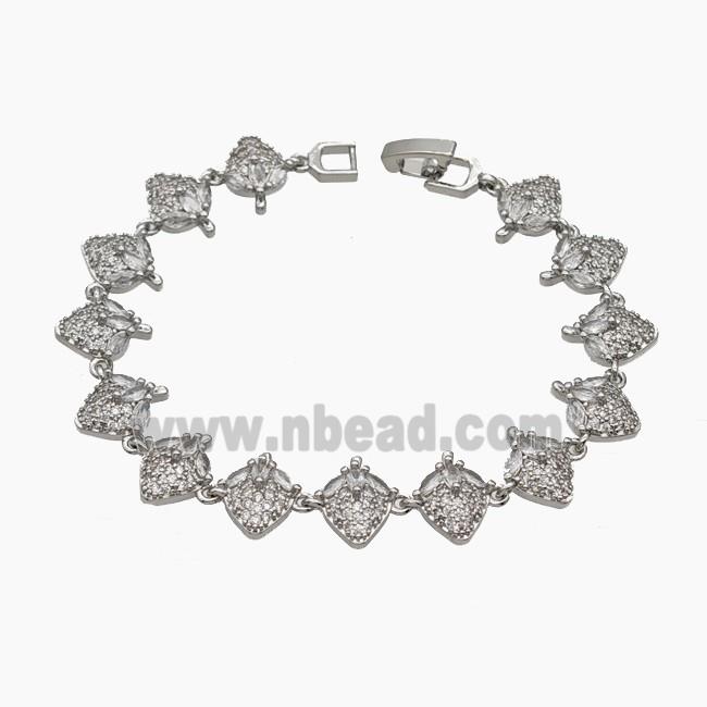 Copper Strawberry Bracelet Pave Zirconia Platinum Plated