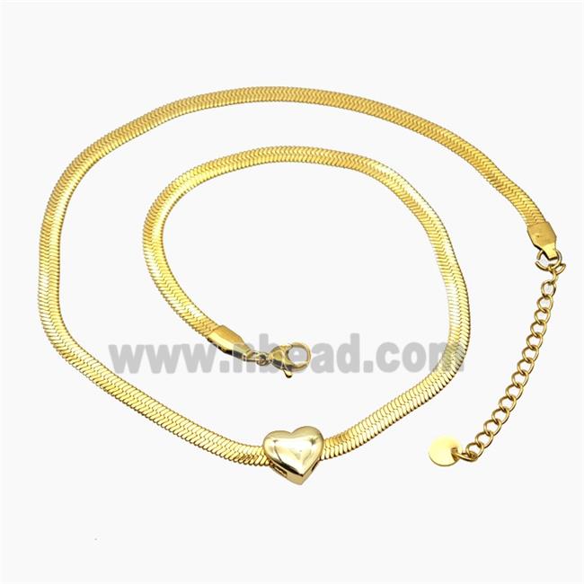 Stainless Steel Necklace Chain With Heart Gold Plated