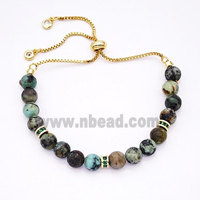 African Turquoise Bracelet Adjustable Copper Gold Plated