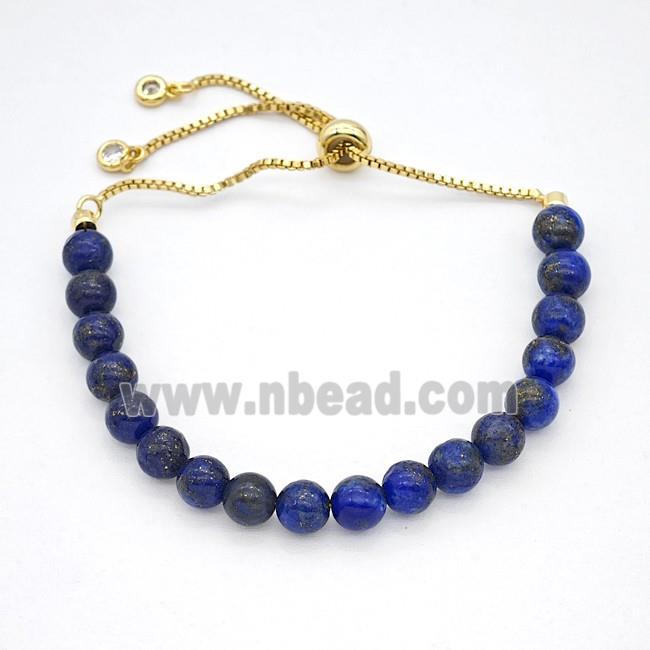 Blue Lapis Bracelet Adjustable Copper Gold Plated