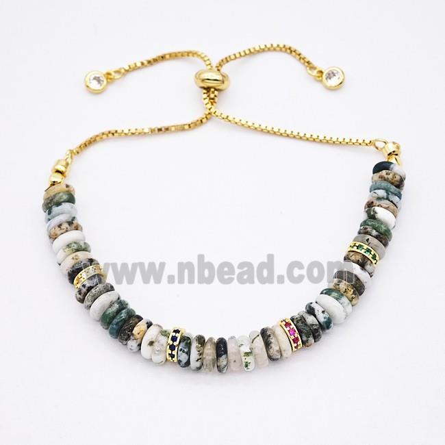 Mixed Gemstone Bracelet Adjustable Copper Gold Plated