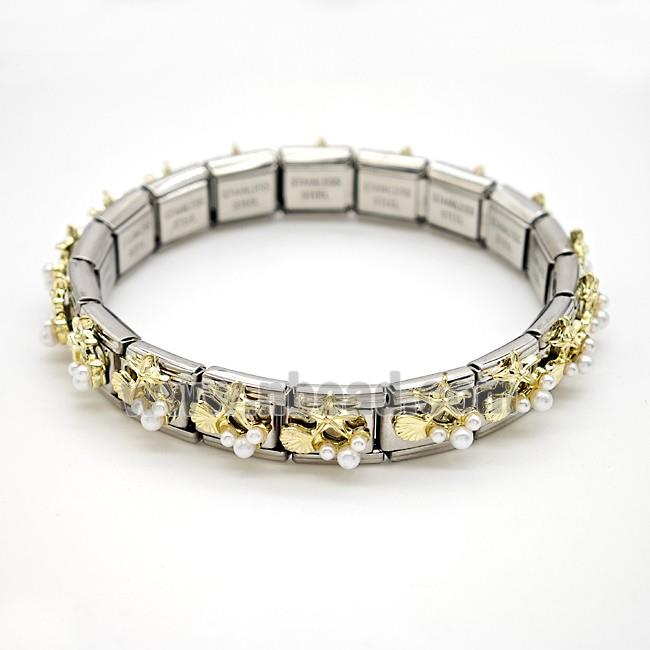 Raw Stainless Steel Module Bracelet Pave Resin Starfish