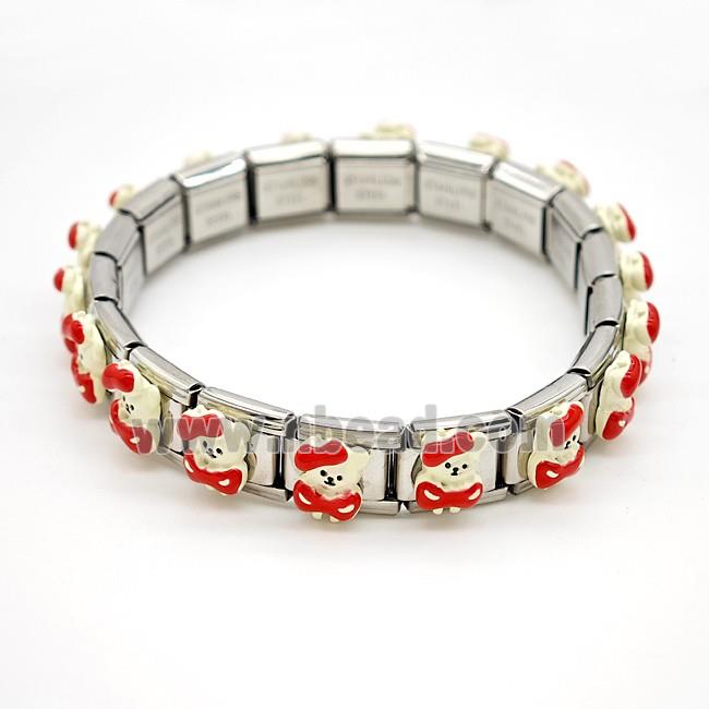 Raw Stainless Steel Module Bracelet Pave Resin Cat
