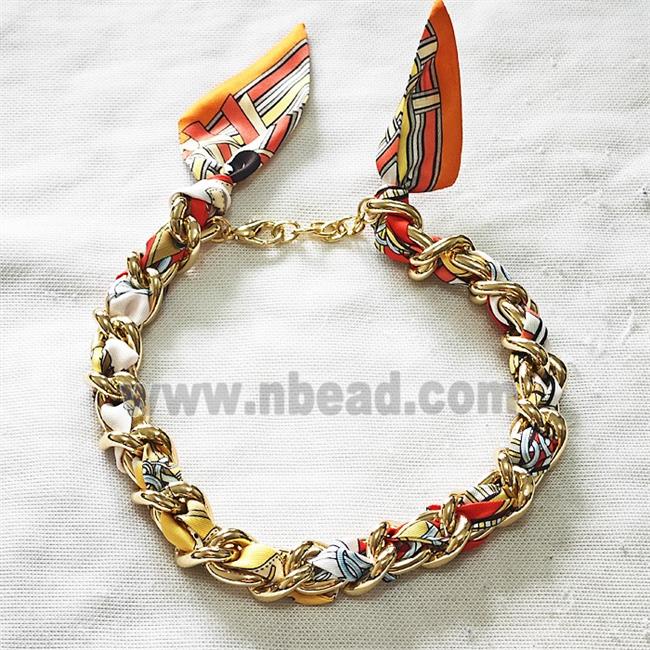 Polyester Fabric Alloy Necklace Chain