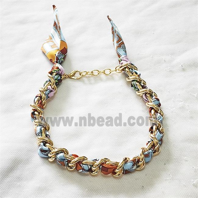 Polyester Fabric Alloy Necklace Chain