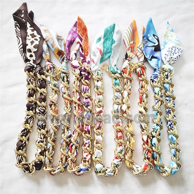 Polyester Fabric Alloy Necklace Chain Mixed