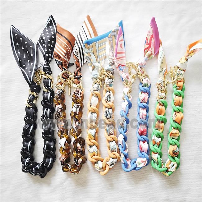 Polyester Fabric Resin Necklace Chain Mixed