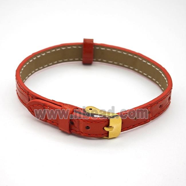Red PU Leather Strap Bracelet