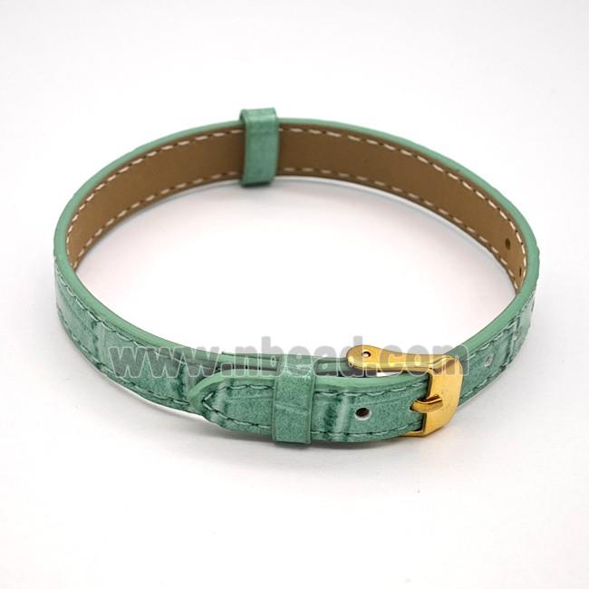 Green PU Leather Strap Bracelet