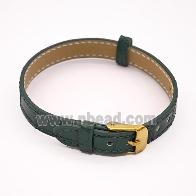 Darkgreen PU Leather Strap Bracelet