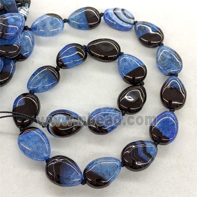 Natural Agate Druzy Teardrop Beads Blue Dye