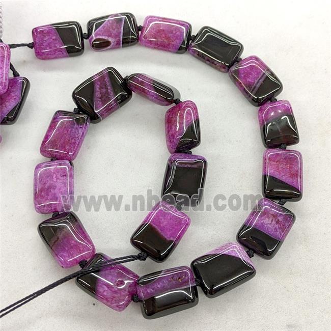 Natural Agate Druzy Rectangle Beads Fuchsia Dye