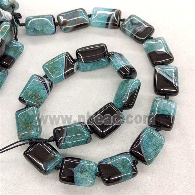 Natural Agate Druzy Rectangle Beads Turqblue Dye