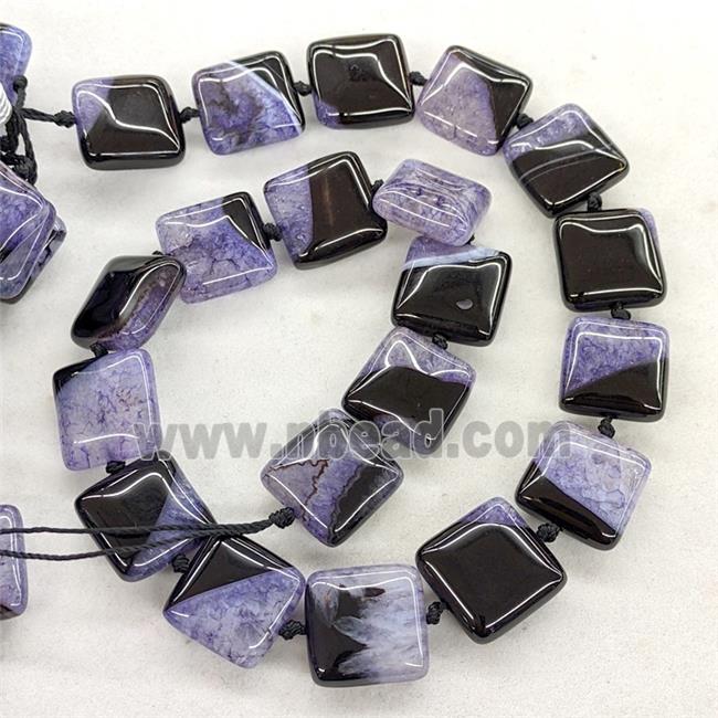 Natural Druzy Agate Square Beads Purple Dye