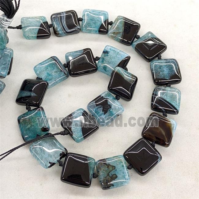Natural Druzy Agate Square Beads Teal Dye