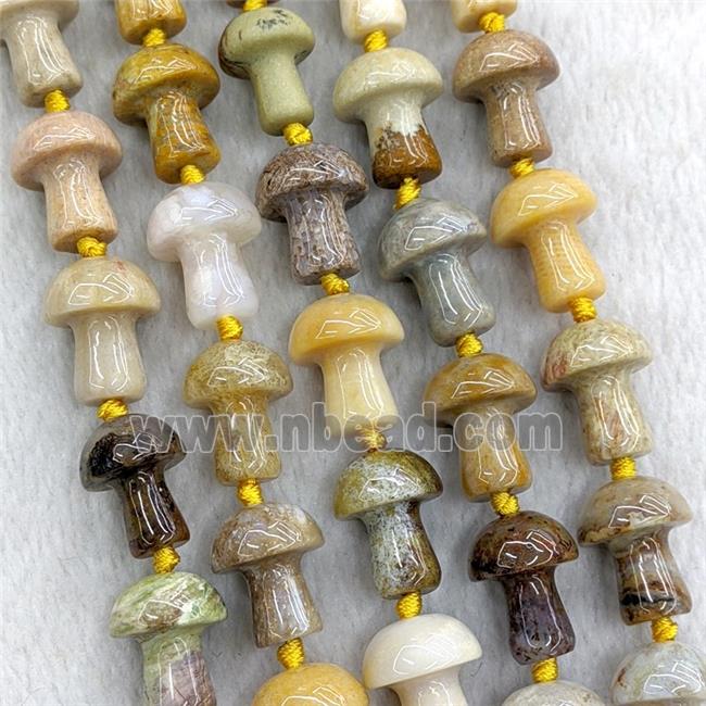 Natural Gemstone Mushroom Beads Mixed