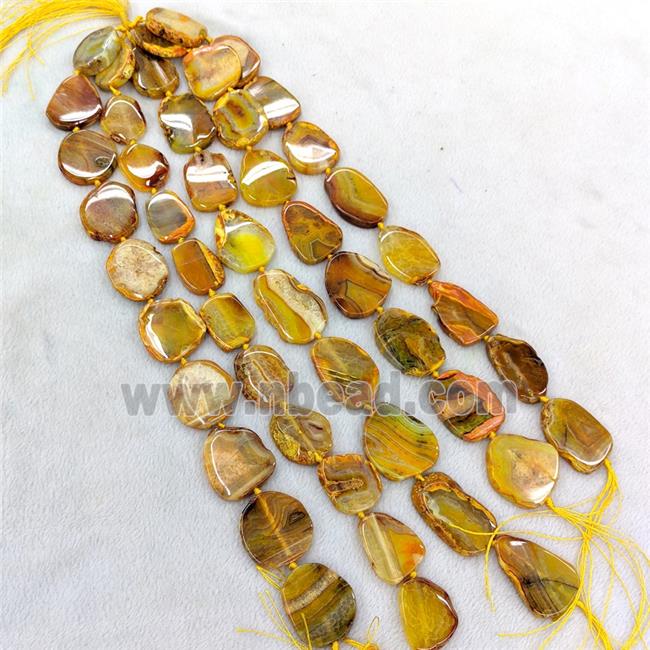 Natural Agate Slice Beads Freeform Yellow Dye