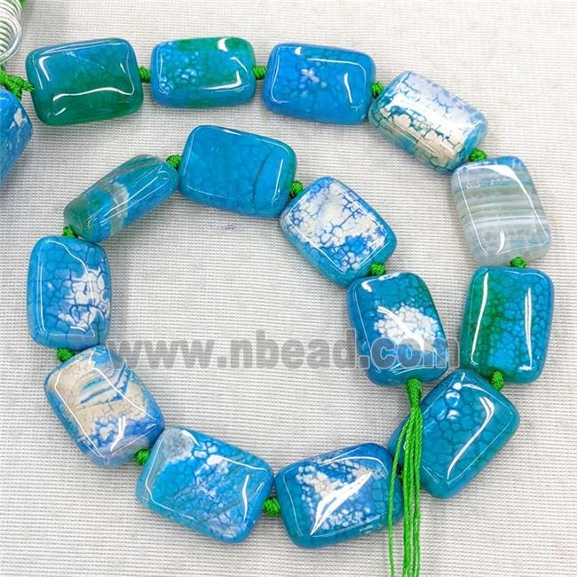 Natural Veins Agate Beads Rectangle Blue Dye