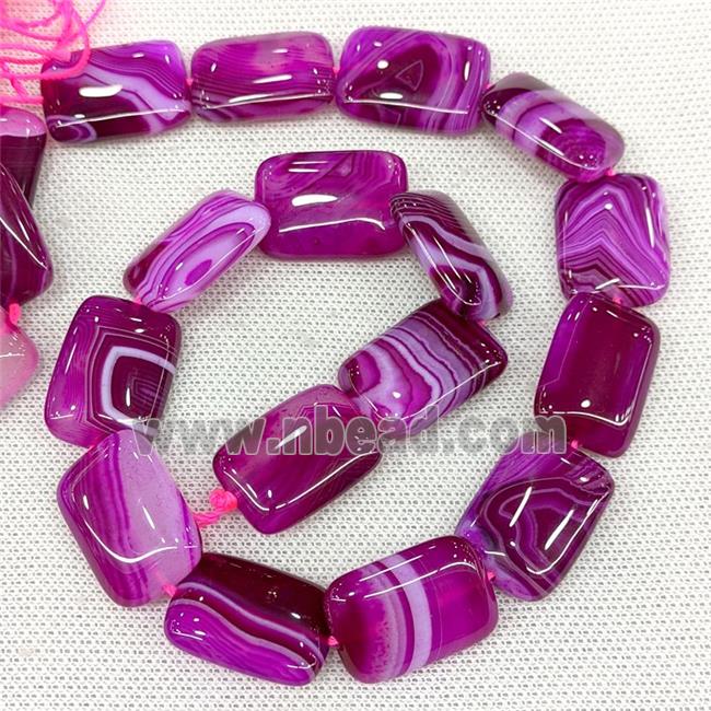 Natural Striped Agate Beads Rectangle Hotpink Dye