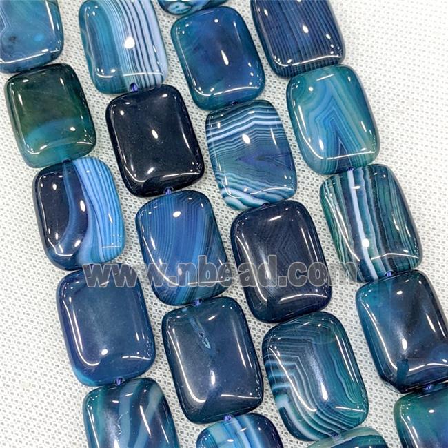 Natural Striped Agate Beads Rectangle Blue Dye