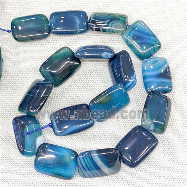 Natural Striped Agate Beads Rectangle Blue Dye