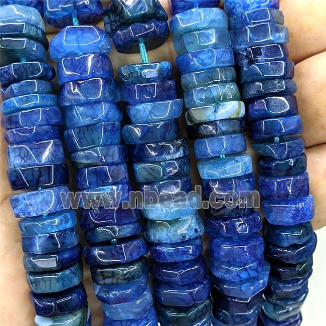 Natural Agate Heishi Beads Blue Dye