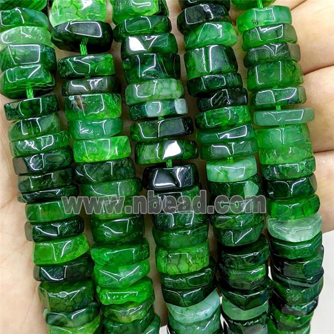 Natural Agate Heishi Beads Green Dye