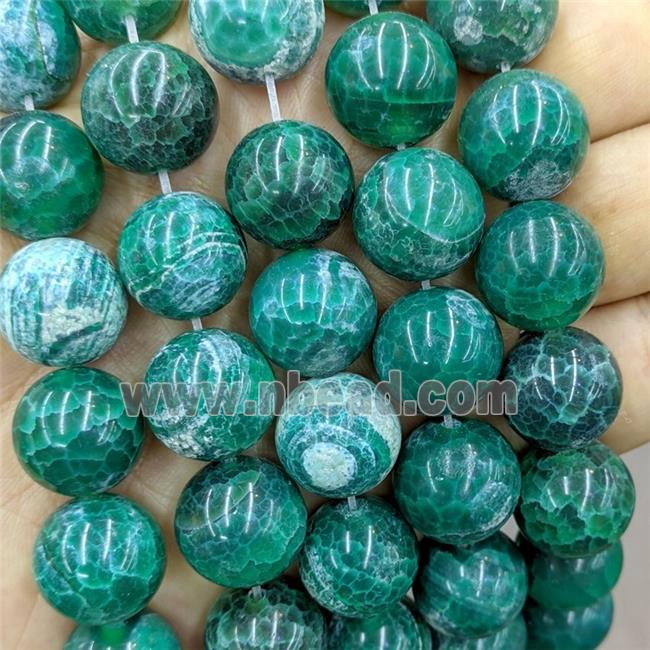 Green Fire Agate Beads Smooth Round Dye