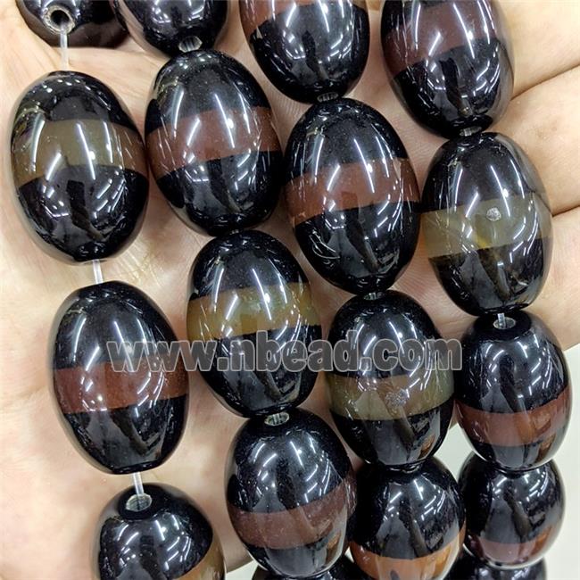 Tibetan Style Agate Beads Barrel Coffee Dye