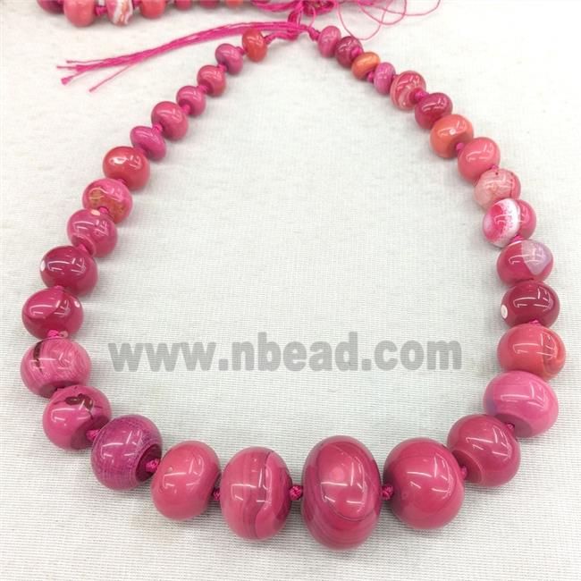 Natural Agate Rondelle Beads Graduated Red Dye Smooth
