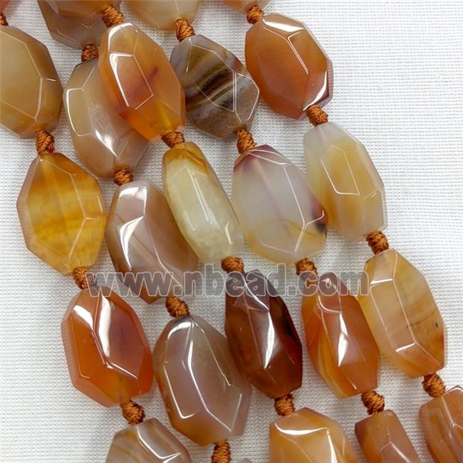 Natural Red Agate Beads Faceted Hexagon