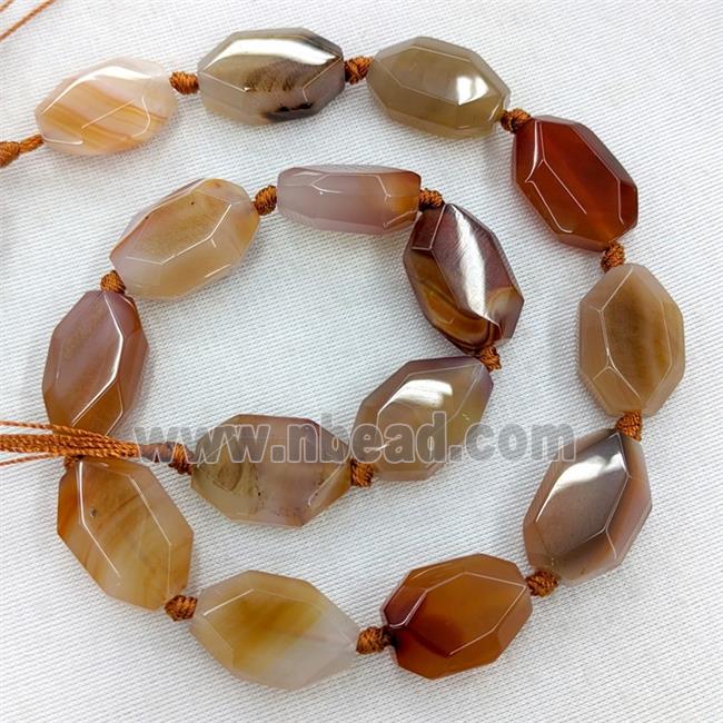 Natural Red Agate Beads Faceted Hexagon