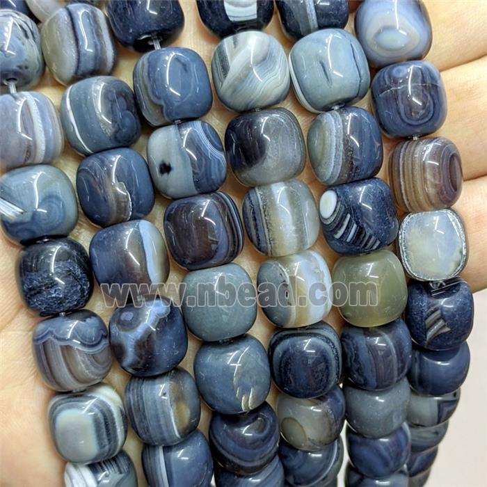 Natural Stripe Agate Barrel Beads Banded Inkblue Dye