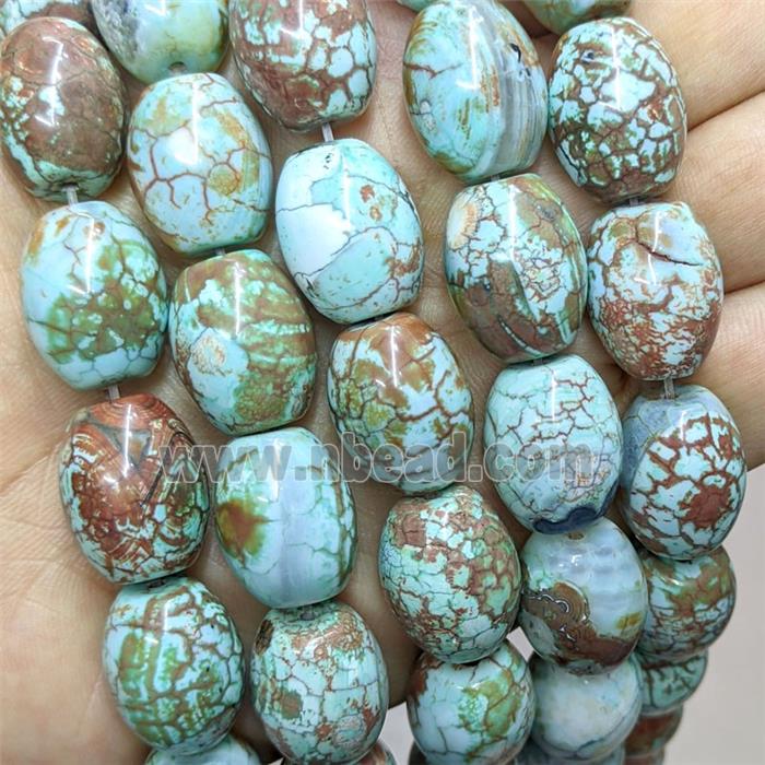 Natural Agate Barrel Beads Turqblue Dye