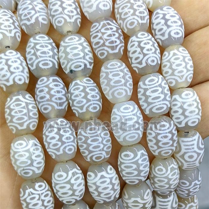 Tibetan Agate Barrel Beads White Eye