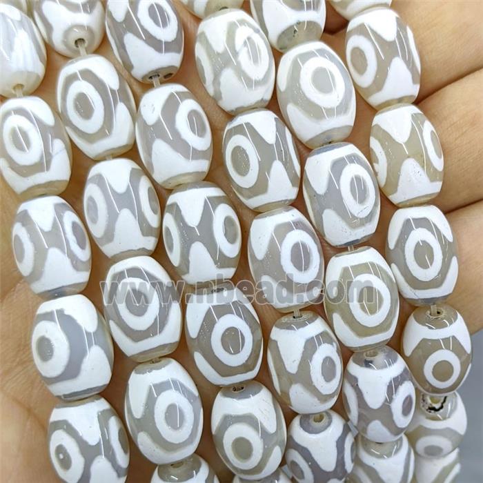 Tibetan Agate Barrel Beads White Eye