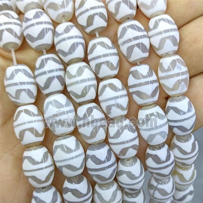 Tibetan Agate Barrel Beads White