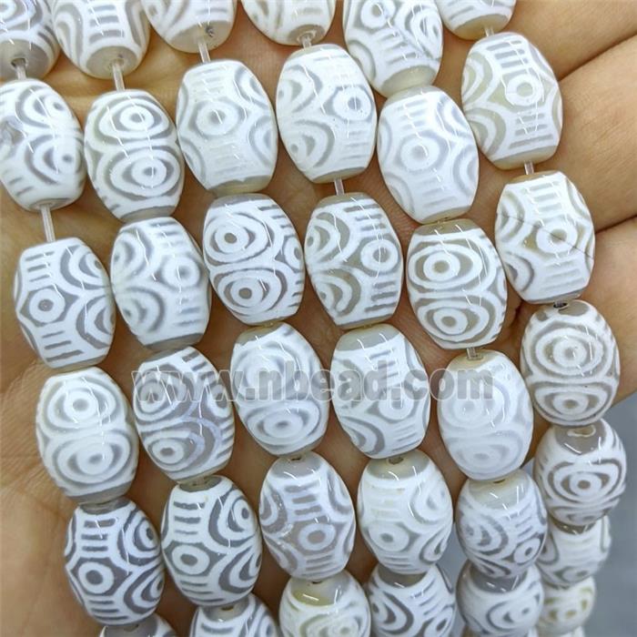 Tibetan Agate Barrel Beads White