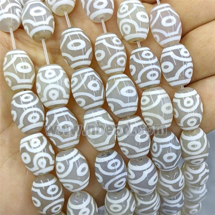 Tibetan Agate Barrel Beads White Eye