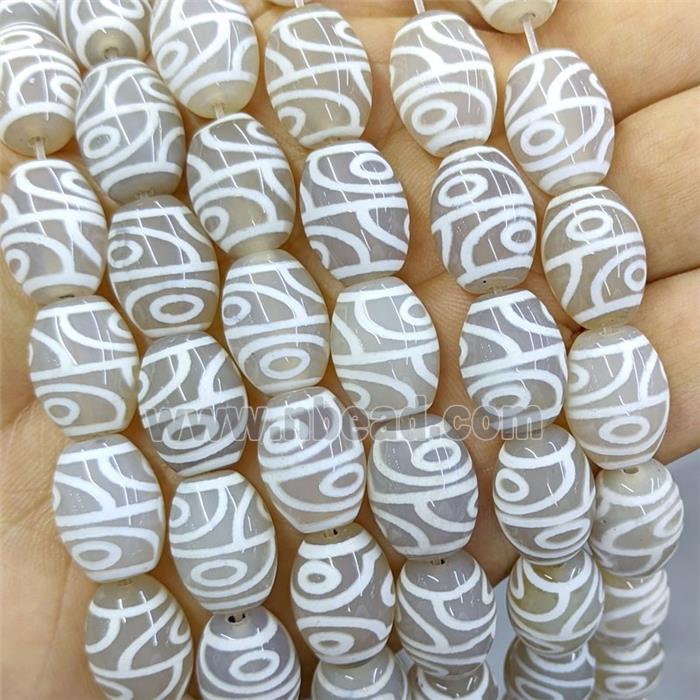 Tibetan Agate Barrel Beads White