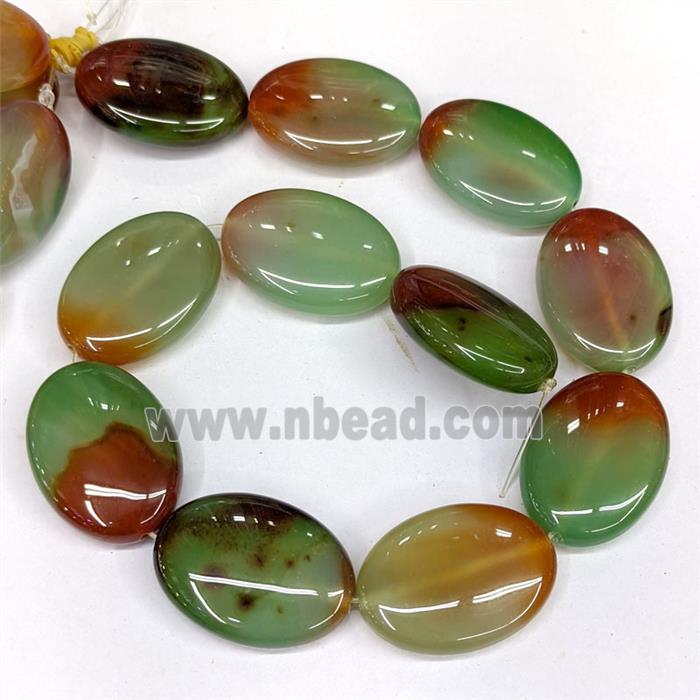 Green Red Agate Oval Beads Dye