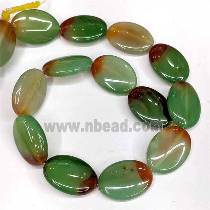 Green Red Agate Oval Beads Dye