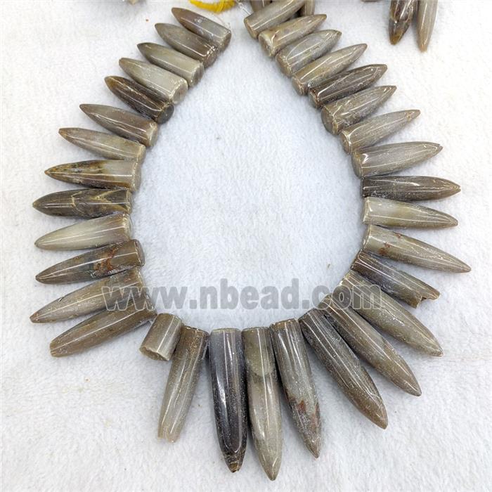 Natural Bamboo Shoot Fossil Bullet Beads Topdrilled Graduated